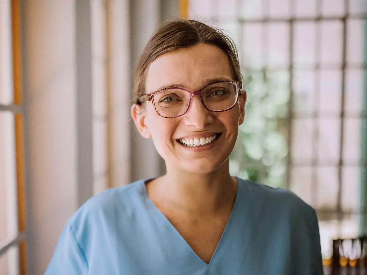 Smiling healthcare worker.