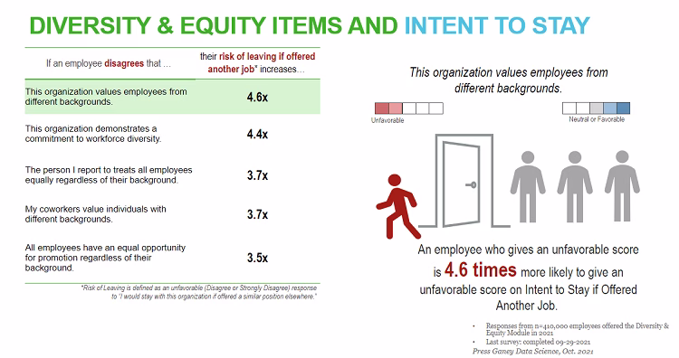 "Diversity & Equity Items and Intent to Stay" illustration